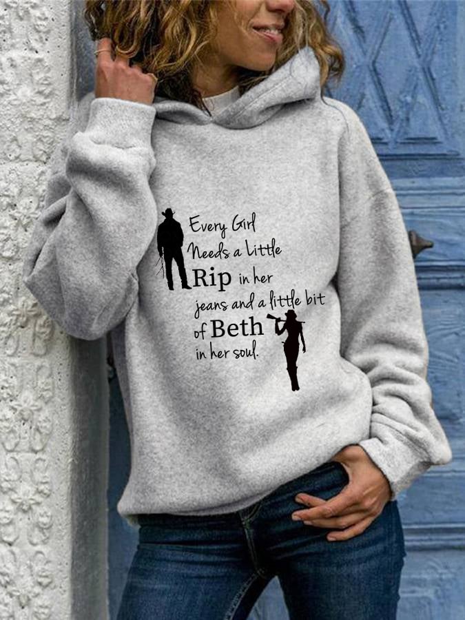 Women's Casual Every Girl Needs a Little Rip Beth Printed Hoodie