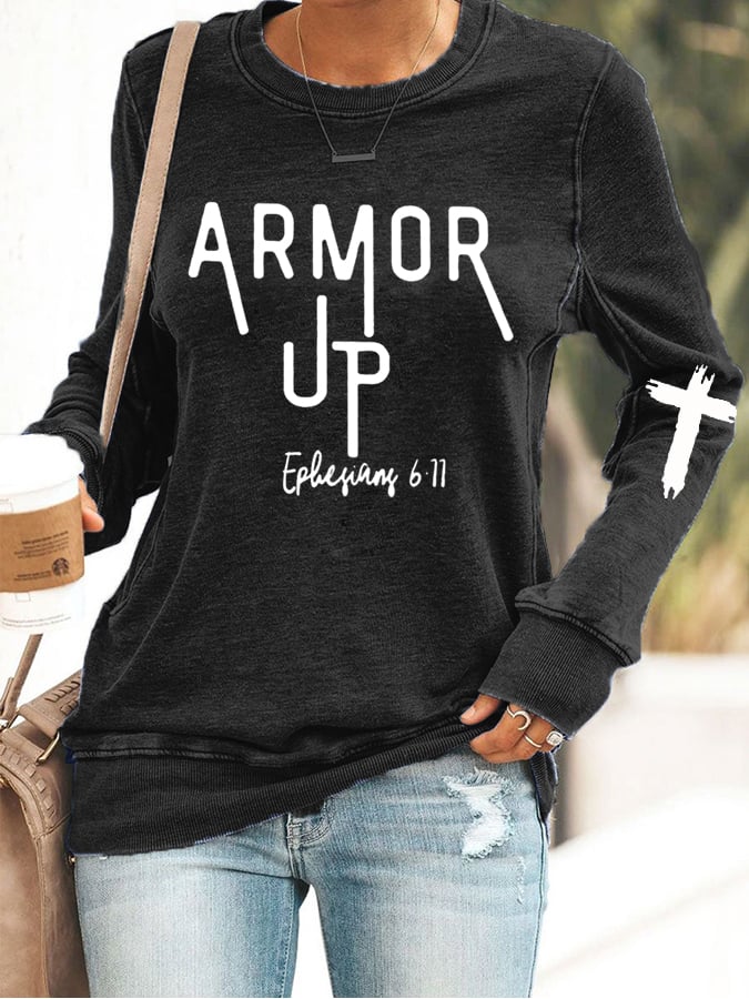 Women's Armor Up Print Casual Sweatshirt