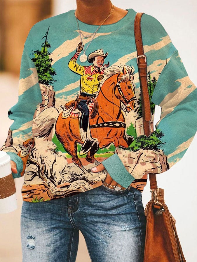 Sudadera con estampado de rodeo vintage 