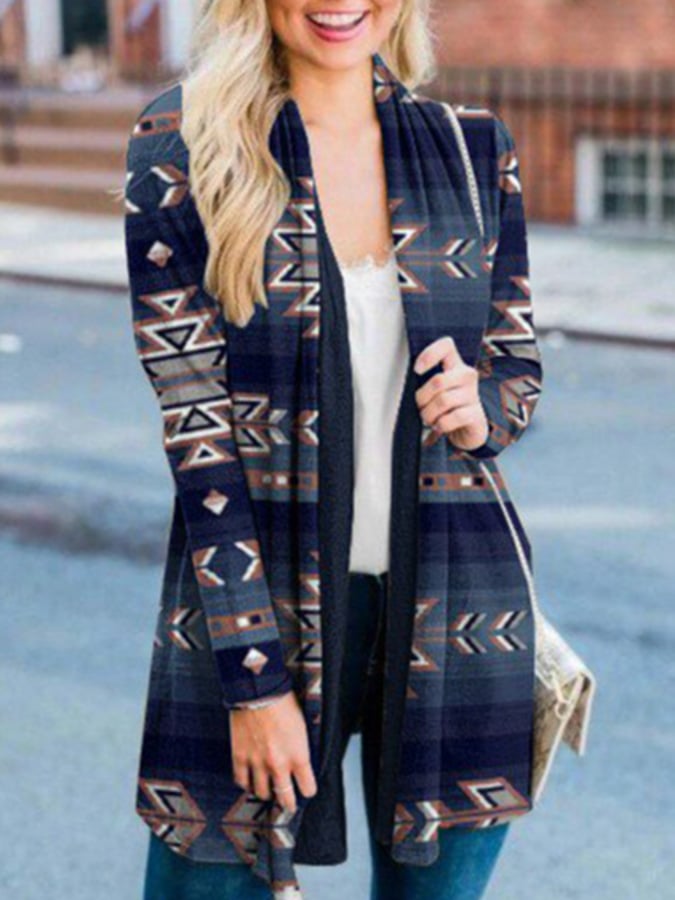 Retro Ethnic Print Cardigan