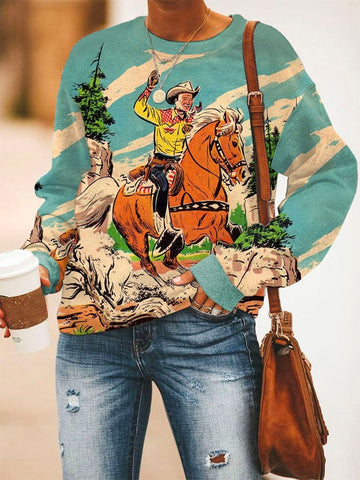 Sudadera con estampado de rodeo vintage 