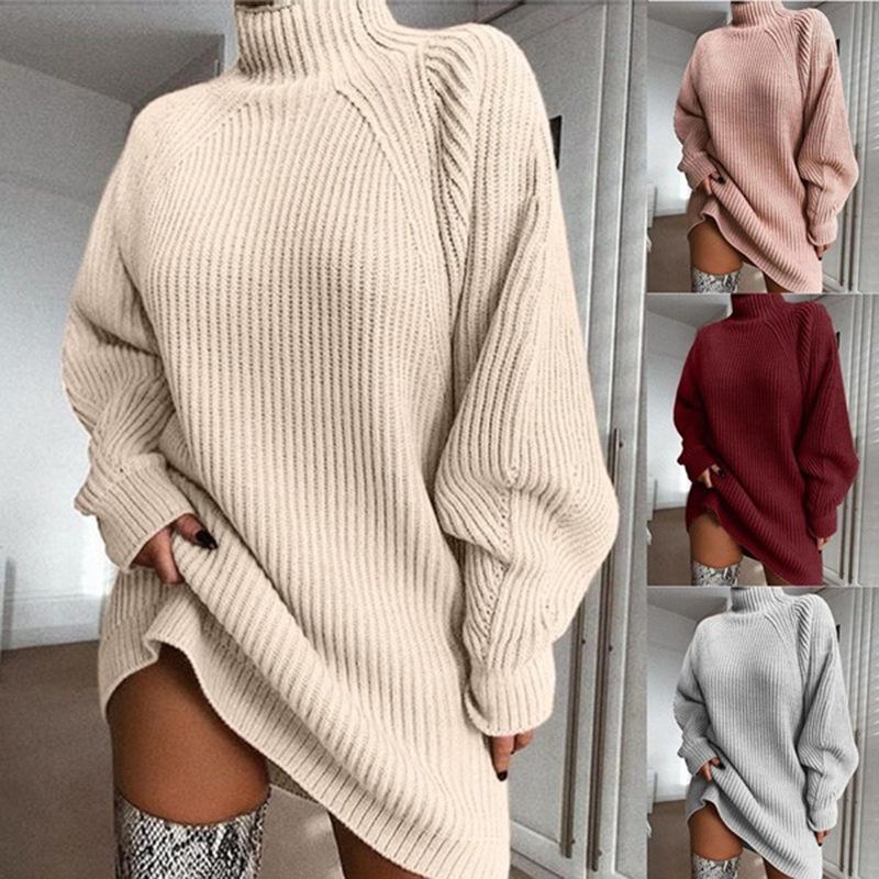 🔥Christmas Sale 🎁🎄-50% OFF-Daily Raglan Sleeves Turtleneck Sweater Dress