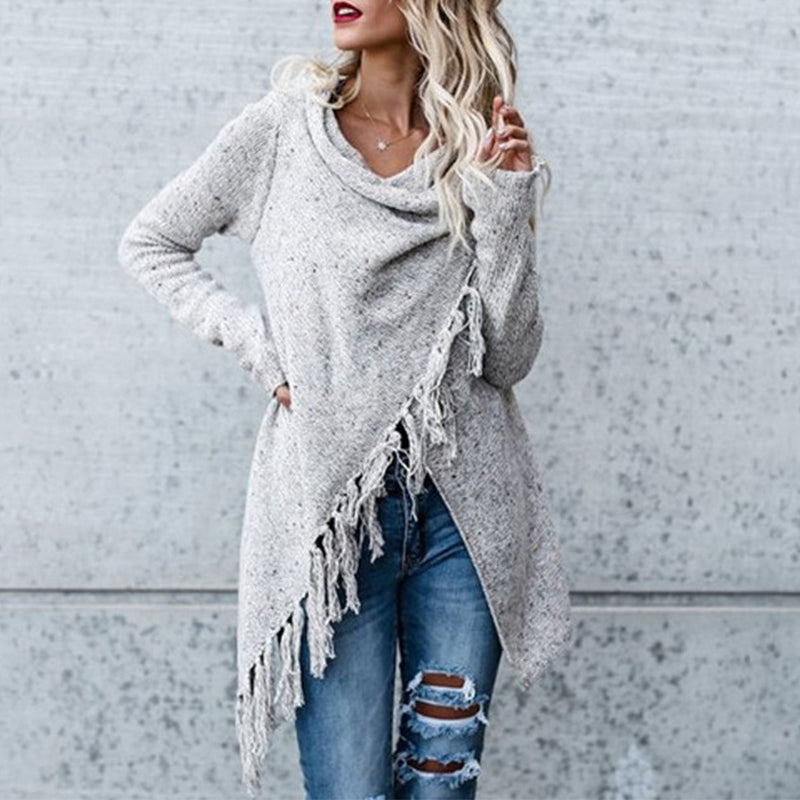 Wisherryy Casual Asymmetric Sweater Cardigan