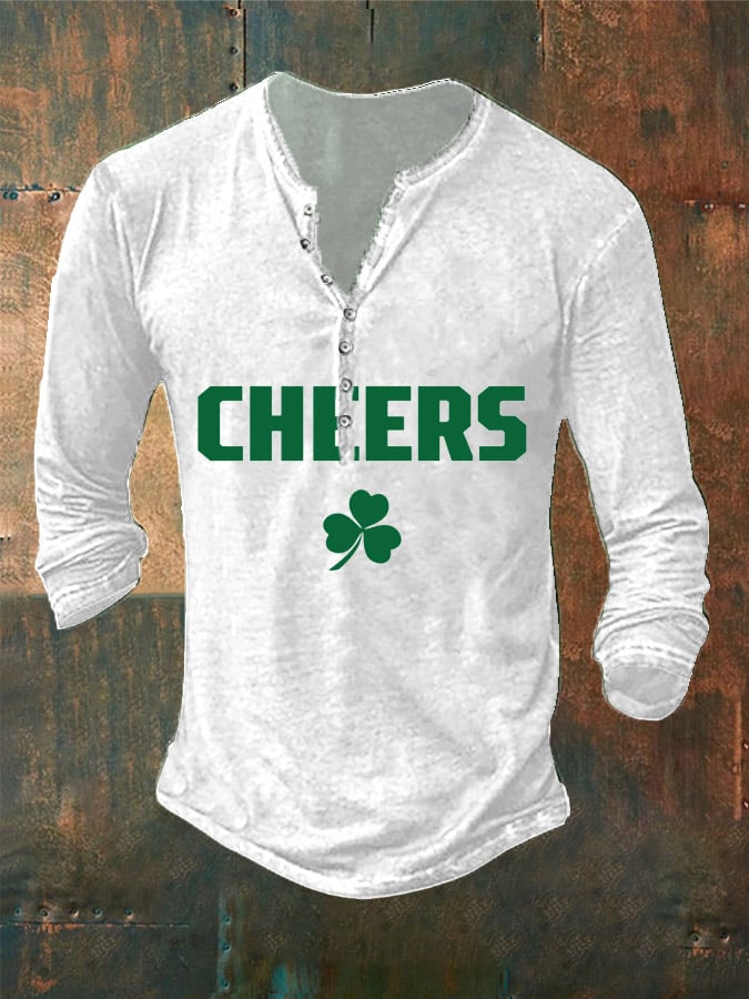 Camiseta informal con botones y estampado del Día de San Patricio para hombre 