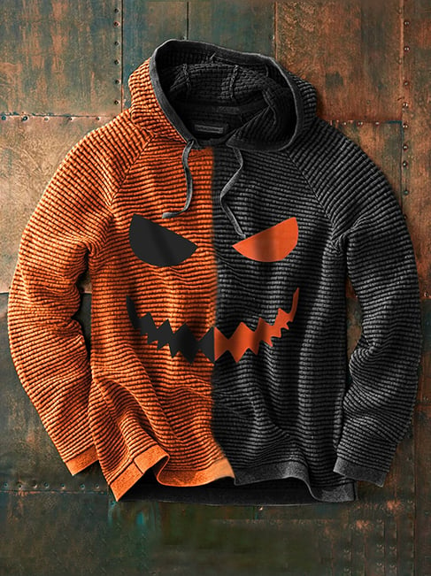 Suéter con capucha y cordón en contraste para Halloween de invierno para hombre 