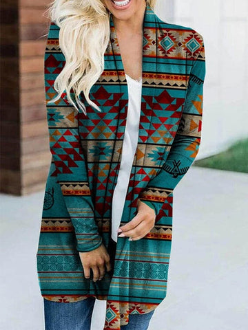 Retro Ethnic Print Cardigan