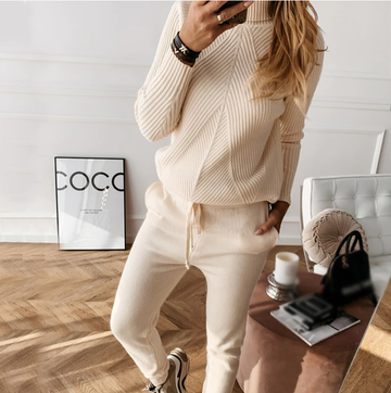 🔥Christmas Sale 🎁🎄-50% OFF-Ladies High-Neck Solid Color Fashion Casual Set