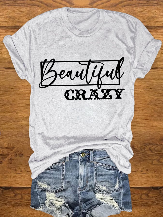 Women's Casual Beautiful CRAZY Print T-shirt