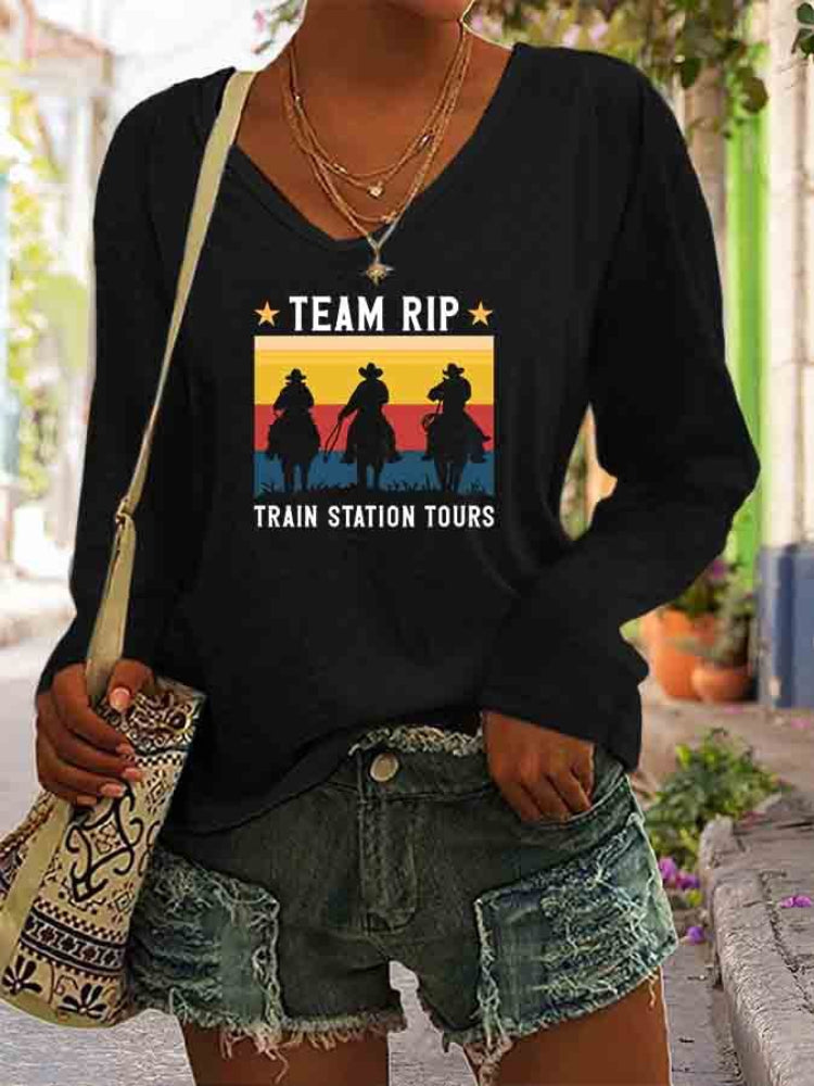 Team Rip Train Station Tours Casual Print T Shirt