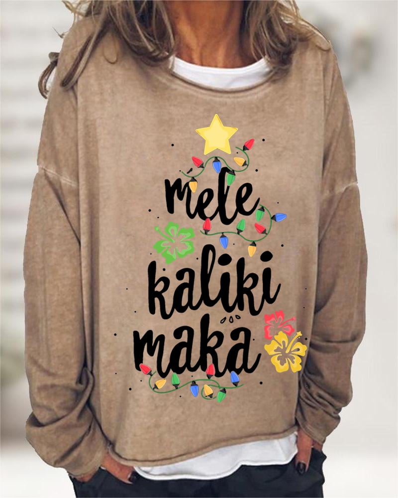 Suéter estampado casual hawaiano Mele Kalikimaka Bing Crosby para mujer 