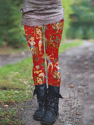 Leggings de yoga con estampado de vaquera vintage estilo western para mujer 