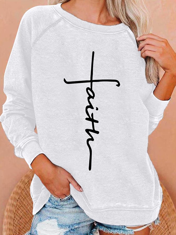 Suéter estampado Faith para mujer 