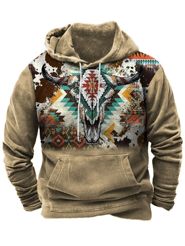 Men's Distressed Western Print Sweatshirt