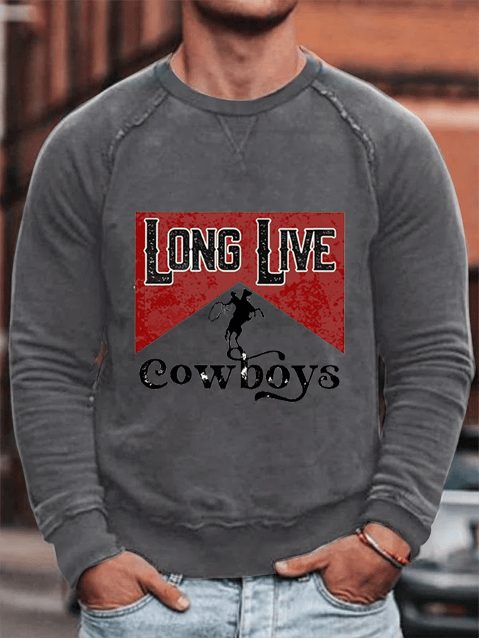 Sudadera con estampado LONG LIVE COWBOYS para hombre 