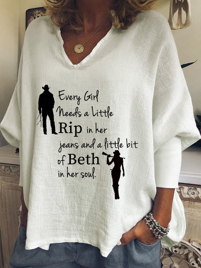 Women's Every Girl Needs a Little Rip Beth Dutton Print Sweatshirt