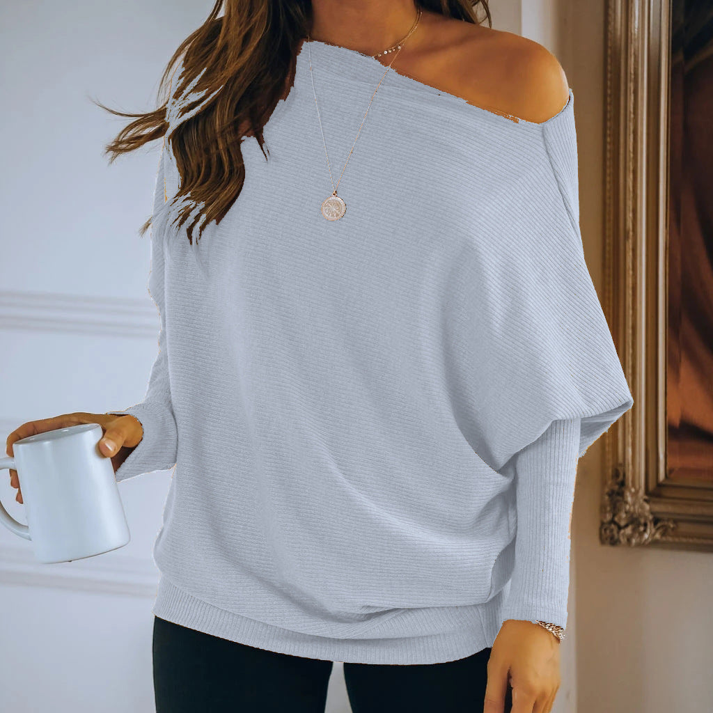 🔥Christmas Sale 🎁🎄-50% OFF-Sloping Shoulder Long-Sleeved Loose Knit Pullover Sweater