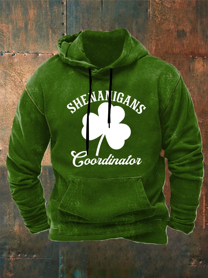 Sudadera con capucha informal con estampado del Día de San Patricio de Shenanigans Coordinator para hombre 