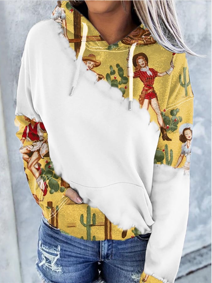 Western Vintage Print Hoodie