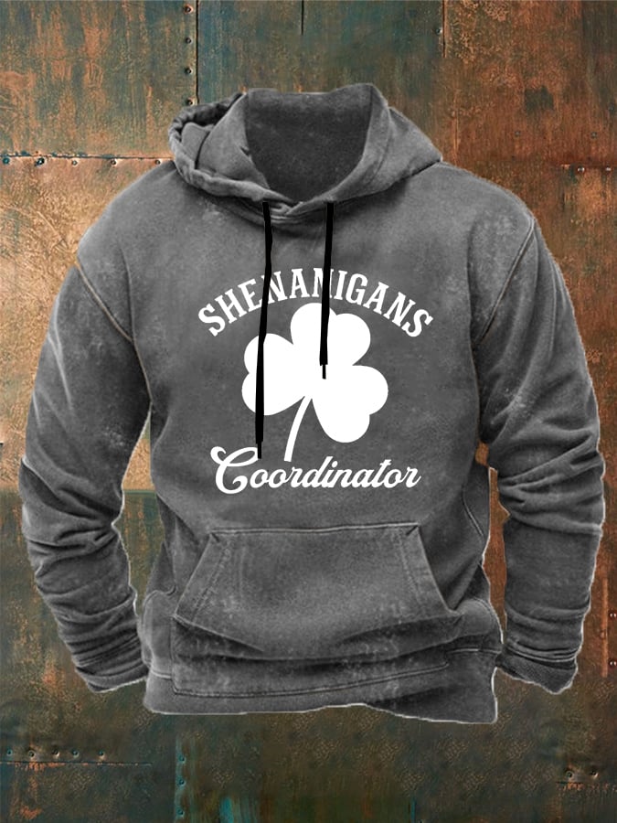 Sudadera con capucha informal con estampado del Día de San Patricio de Shenanigans Coordinator para hombre 