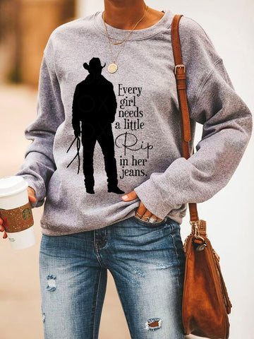 Women's Every Girl Needs a Little Rip Beth Dutton Printed Casual Sweatshirt