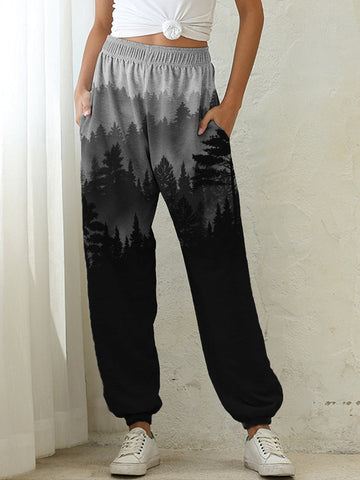 Dark Forest Landscape Art Casual Sweatpants