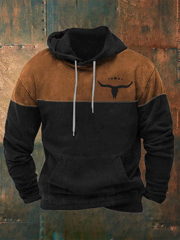 Men's Vintage Western Print Hoodie