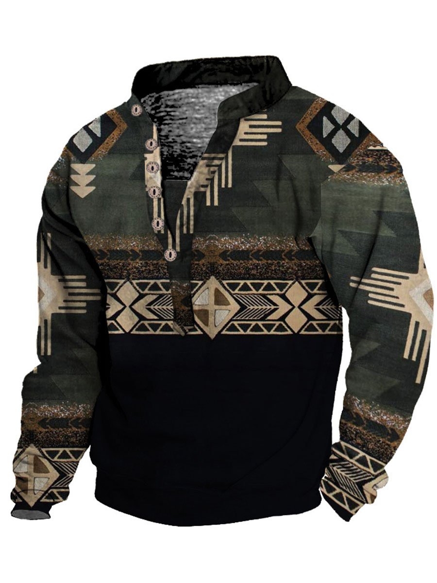 Sudadera con estampado desgastado del oeste para hombre 