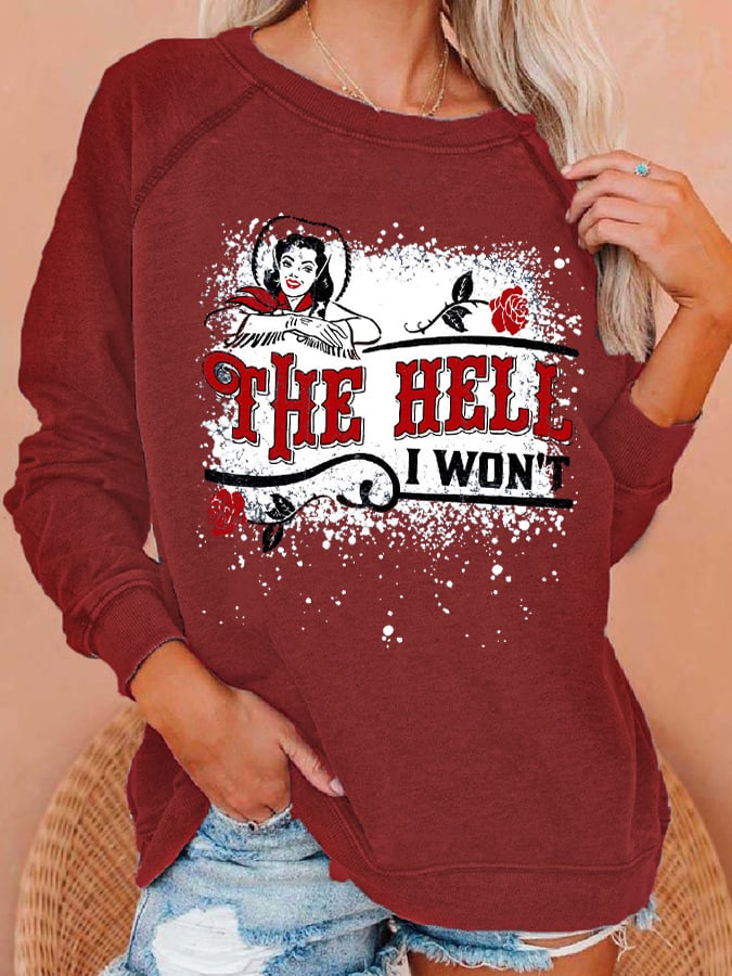 Top de manga larga con estampado de vaquera The Hell I Won't para mujer 