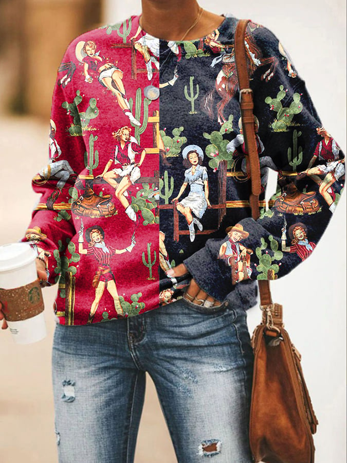 Western Vintage Print Hoodie