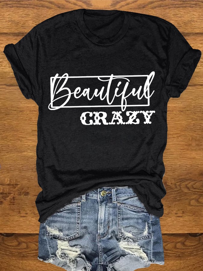 Women's Casual Beautiful CRAZY Print T-shirt