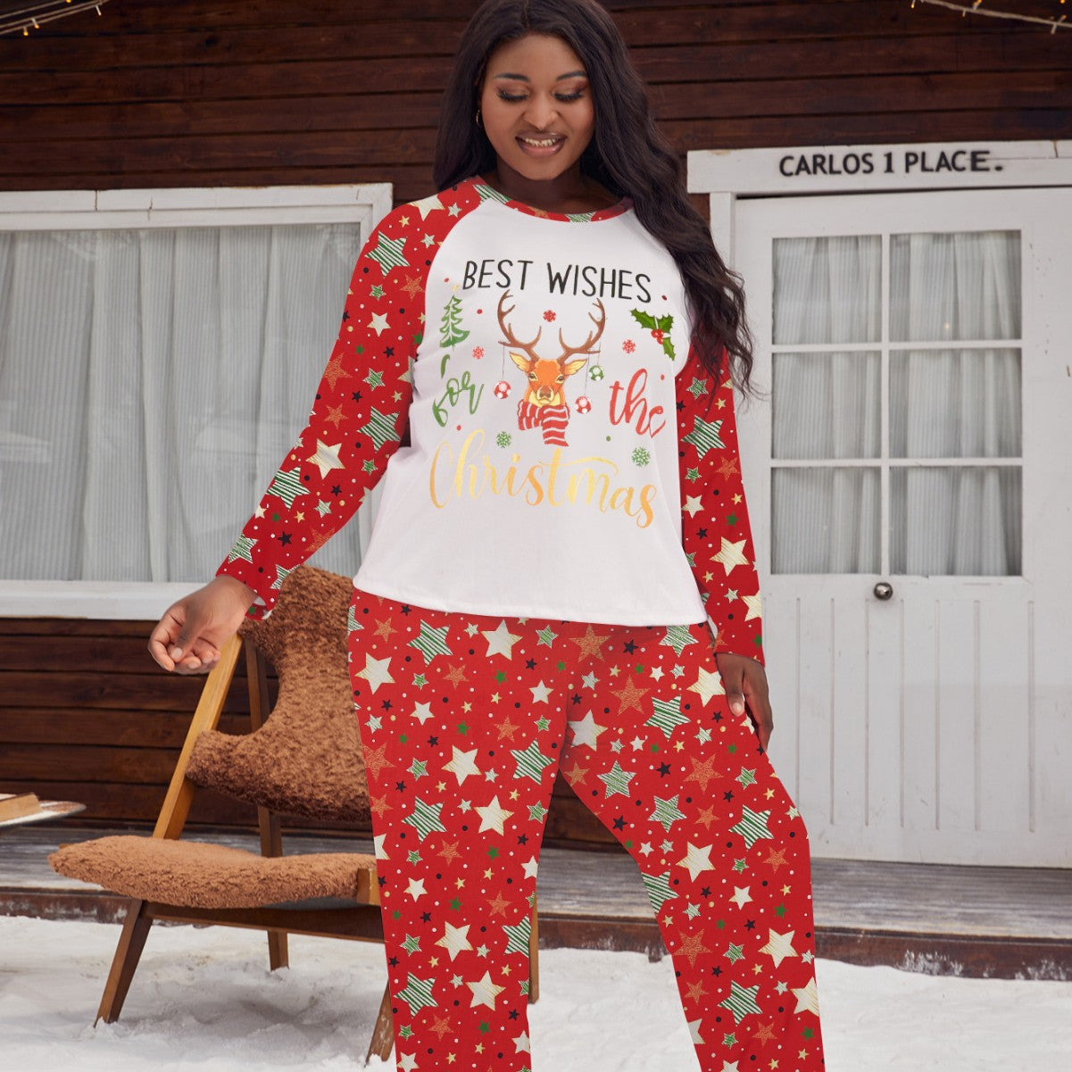 Classic Red Star Print Pajama Set